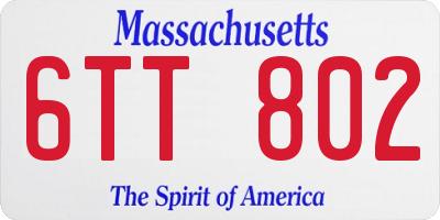 MA license plate 6TT802