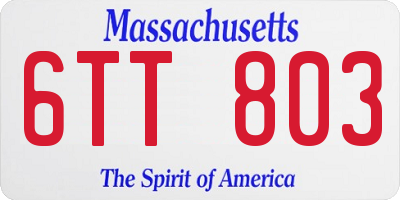 MA license plate 6TT803