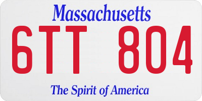 MA license plate 6TT804