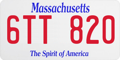MA license plate 6TT820