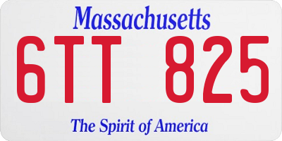 MA license plate 6TT825
