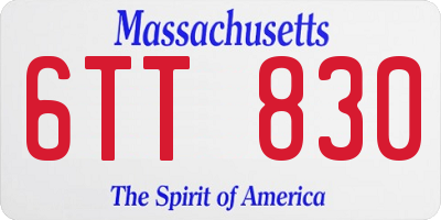 MA license plate 6TT830