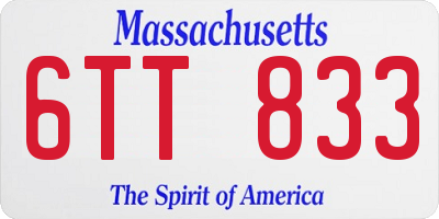 MA license plate 6TT833