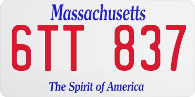MA license plate 6TT837