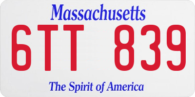 MA license plate 6TT839