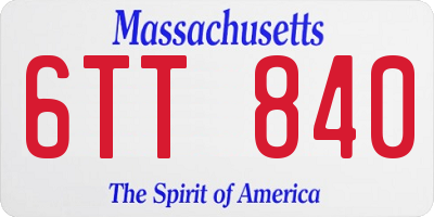 MA license plate 6TT840