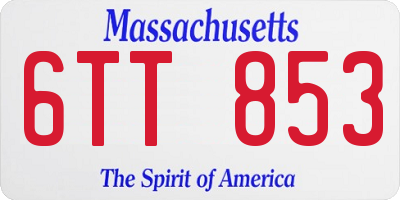 MA license plate 6TT853