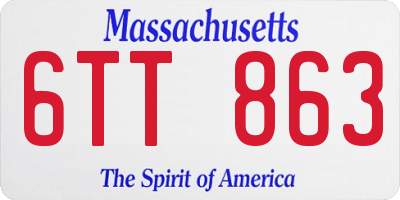 MA license plate 6TT863