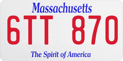 MA license plate 6TT870