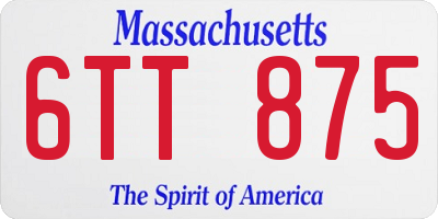 MA license plate 6TT875