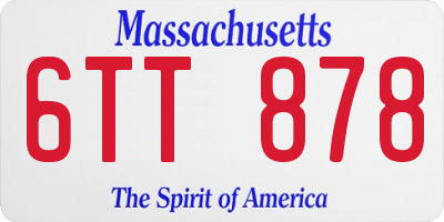 MA license plate 6TT878
