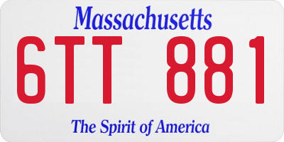 MA license plate 6TT881