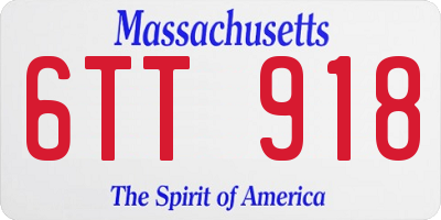 MA license plate 6TT918