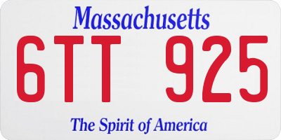 MA license plate 6TT925