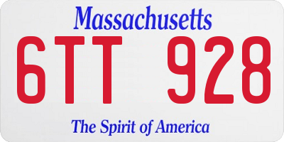 MA license plate 6TT928