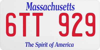 MA license plate 6TT929