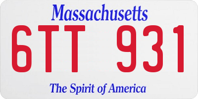 MA license plate 6TT931