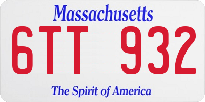 MA license plate 6TT932