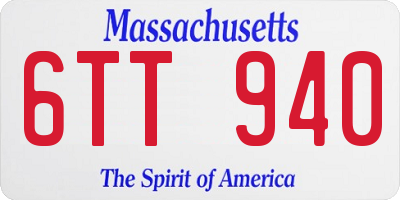 MA license plate 6TT940