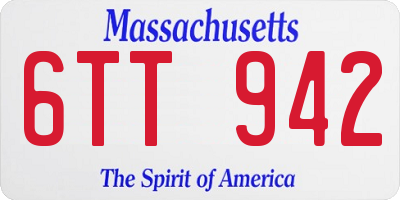 MA license plate 6TT942