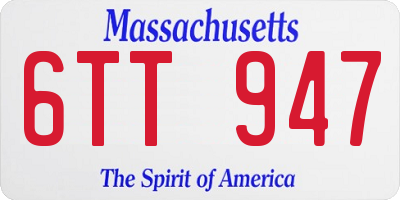 MA license plate 6TT947