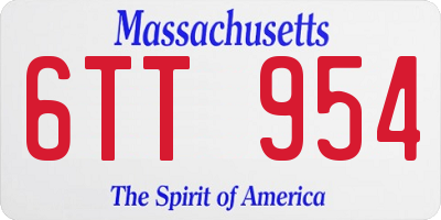 MA license plate 6TT954