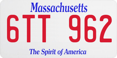 MA license plate 6TT962