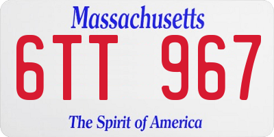 MA license plate 6TT967