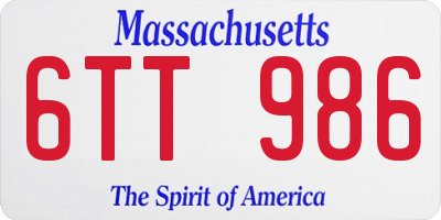 MA license plate 6TT986