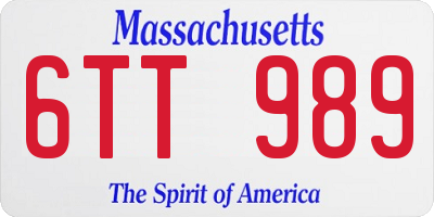MA license plate 6TT989