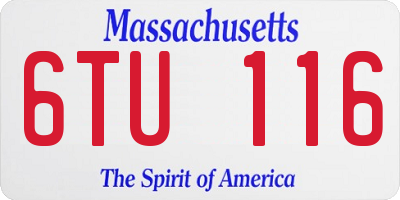 MA license plate 6TU116