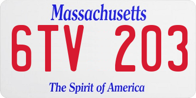 MA license plate 6TV203