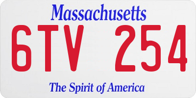 MA license plate 6TV254