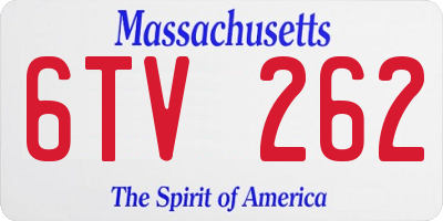 MA license plate 6TV262