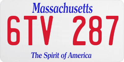 MA license plate 6TV287