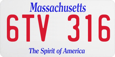 MA license plate 6TV316