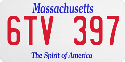 MA license plate 6TV397