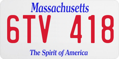 MA license plate 6TV418