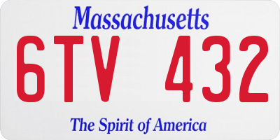 MA license plate 6TV432
