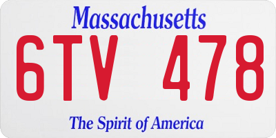 MA license plate 6TV478