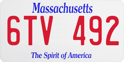 MA license plate 6TV492