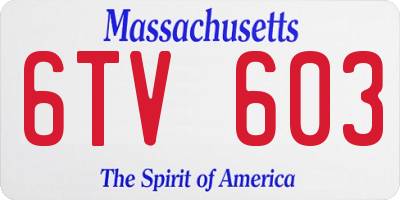 MA license plate 6TV603