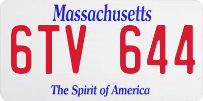 MA license plate 6TV644