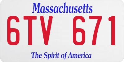 MA license plate 6TV671
