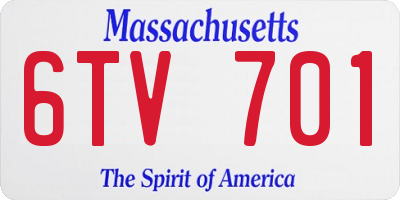 MA license plate 6TV701