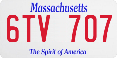 MA license plate 6TV707