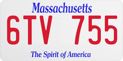 MA license plate 6TV755