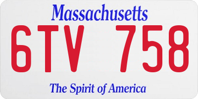 MA license plate 6TV758