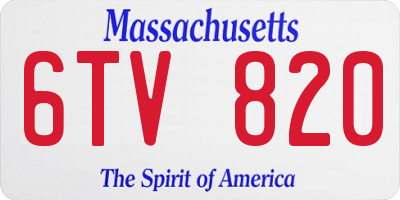 MA license plate 6TV820