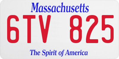 MA license plate 6TV825